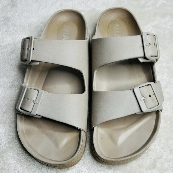 MIA Women's Jasmin Taupe Slide Sandal w/ Adjustable Buckle Straps Size 9 - Picture 1 of 7